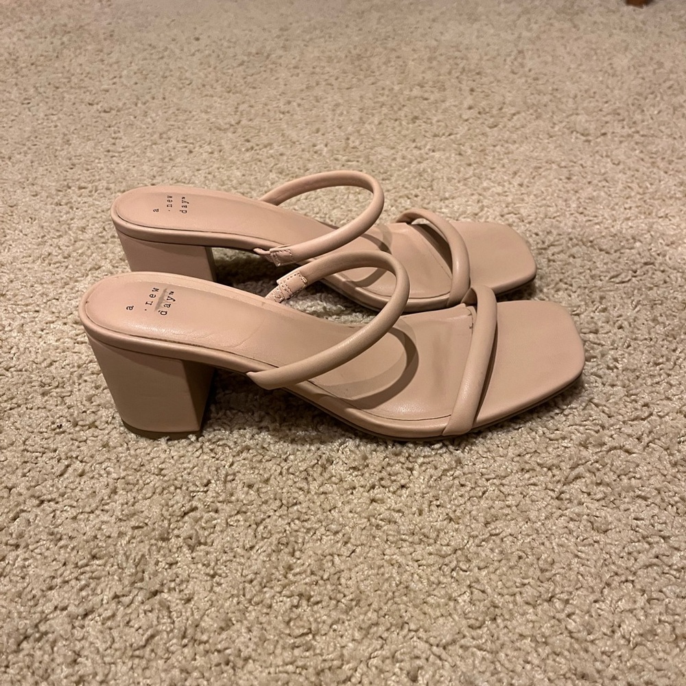 A New Day Tan Heels with Chunky Block Heel